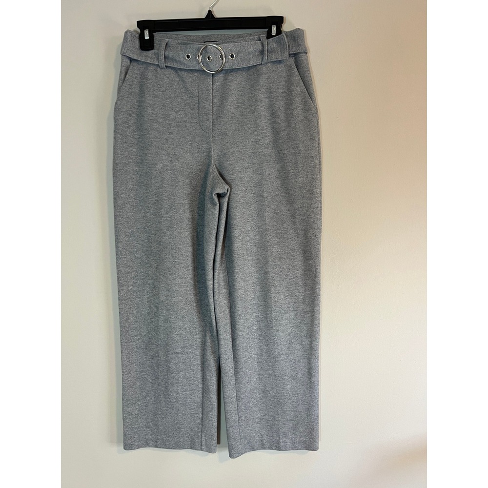 NYCC New York Clothing Co Grey Belted Wide Leg Trousers High Rise Pants Small